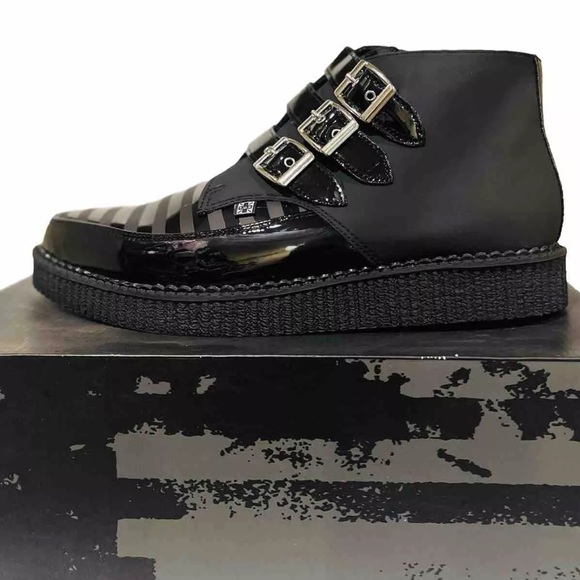 NEW TUK Black Stripe 3-Buckle Pointed Men Boots Size 11 - Picture 4 of 14